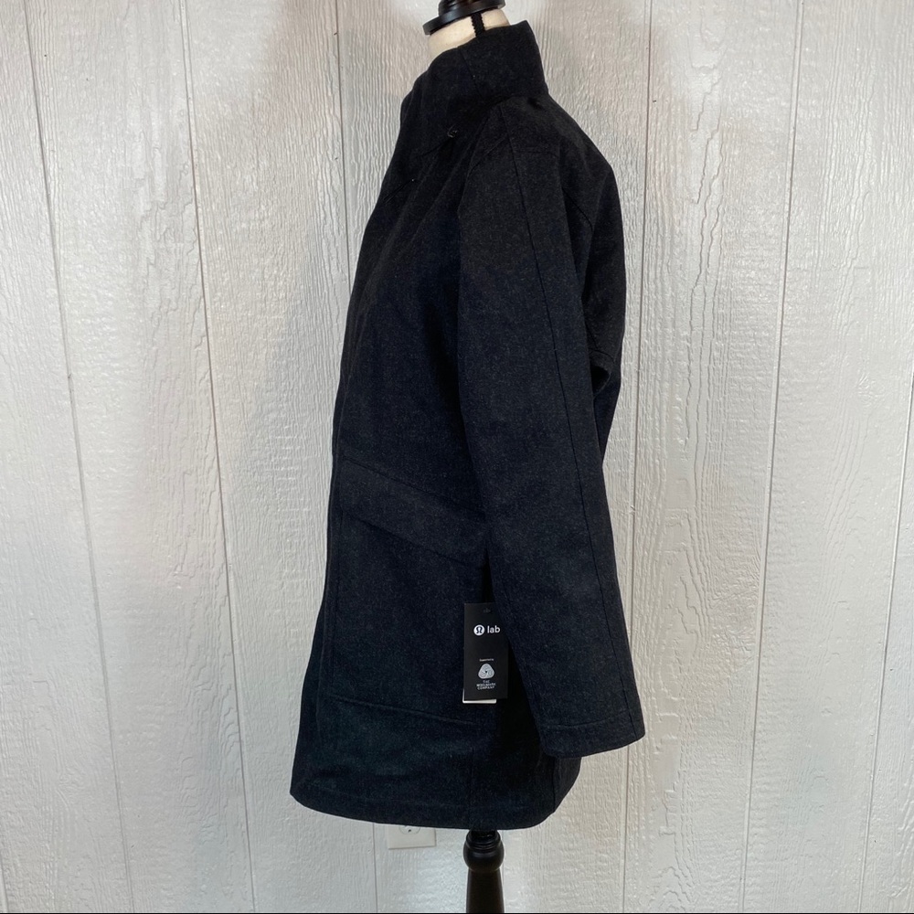 NEW Lululemon Black Wool Blend Trench Coat Medium - Picture 6 of 13